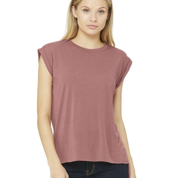 Women’s Flowy Rolled Cuffs Muscle Tee Thumbnail